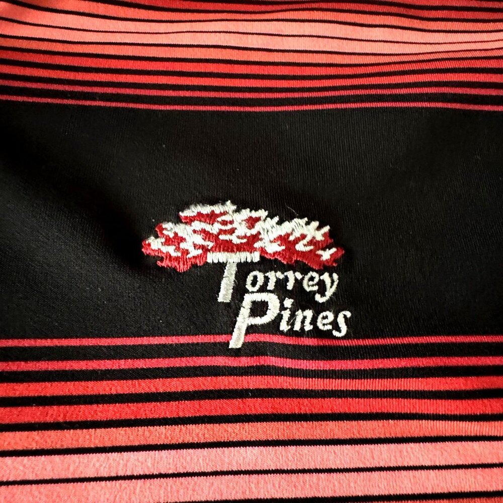 Nike Golf Polo Shirt Mens XL Black Red Pink Gradient Tour Performance Stretchy - Picture 2 of 6